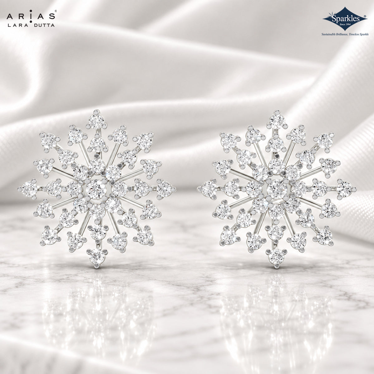 Arias by Lara Starburst Cluster Diamond Screw-Back Earrings