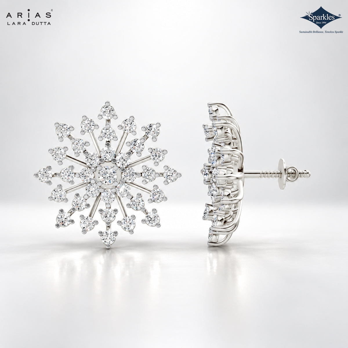 Arias by Lara Starburst Cluster Diamond Screw-Back Earrings