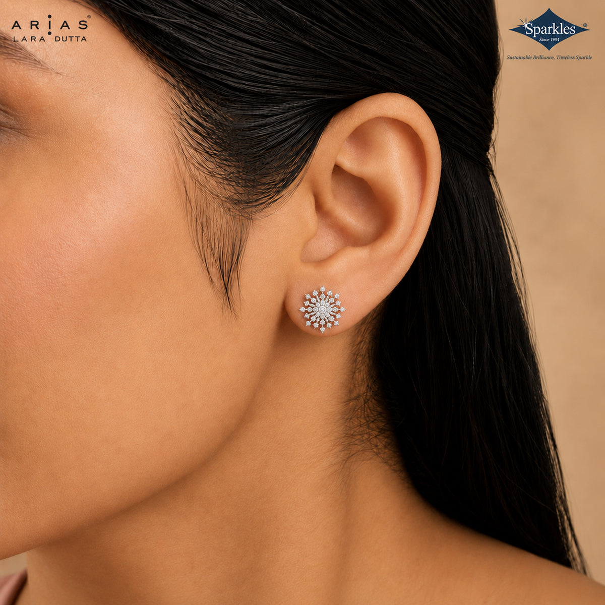 Arias by Lara Starburst Cluster Diamond Screw-Back Earrings