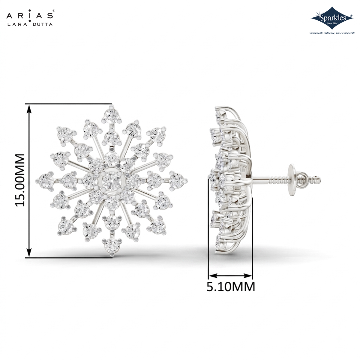 Arias by Lara Starburst Cluster Diamond Screw-Back Earrings