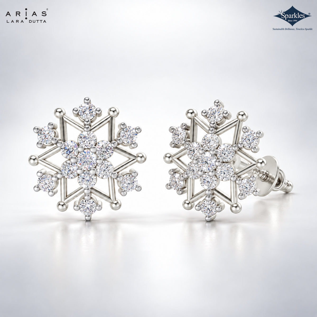 Arias by Lara Ornate Snowflake Diamond Stud Earrings