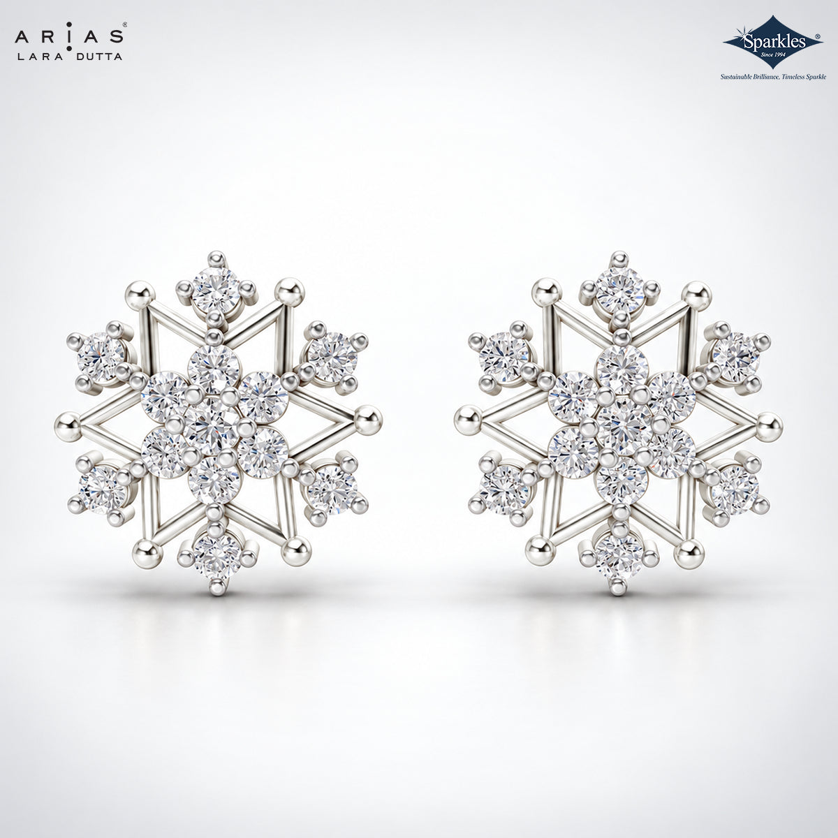 Arias by Lara Ornate Snowflake Diamond Stud Earrings