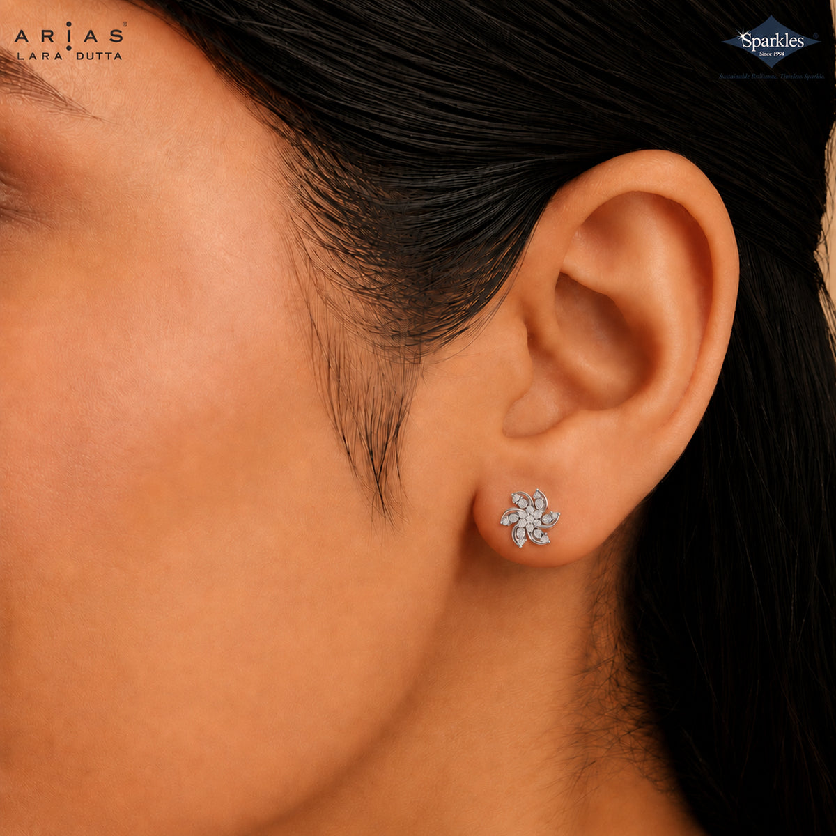 Arias by Lara Ornate Snowflake Diamond Stud Earrings