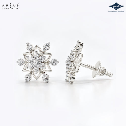 Arias by Lara Floral Diamond Petal Accent Stud Earrings