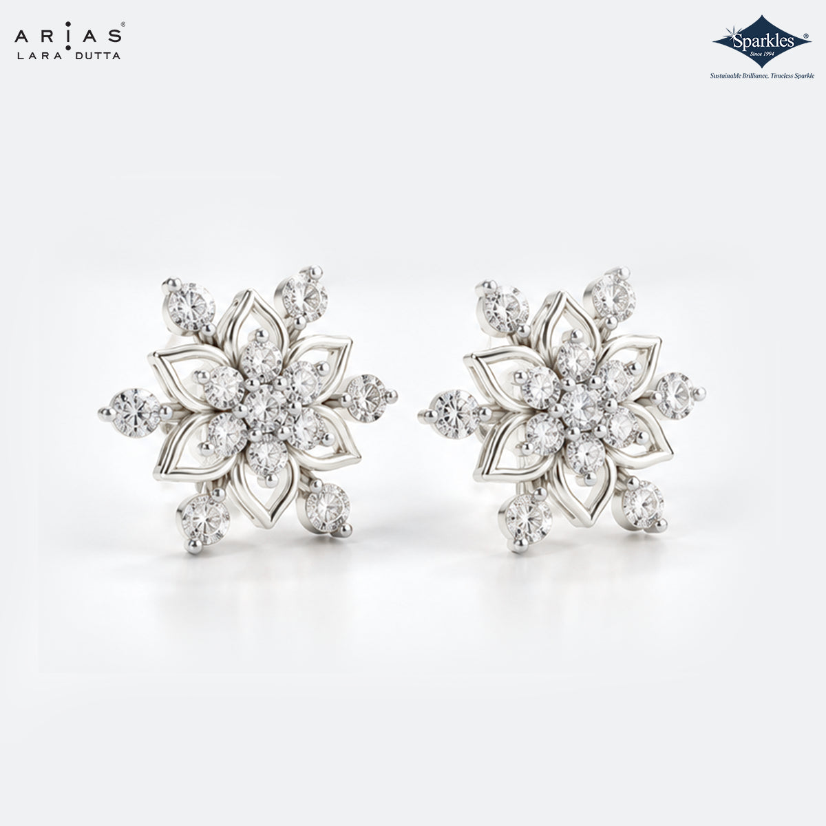 Arias by Lara Floral Diamond Petal Accent Stud Earrings