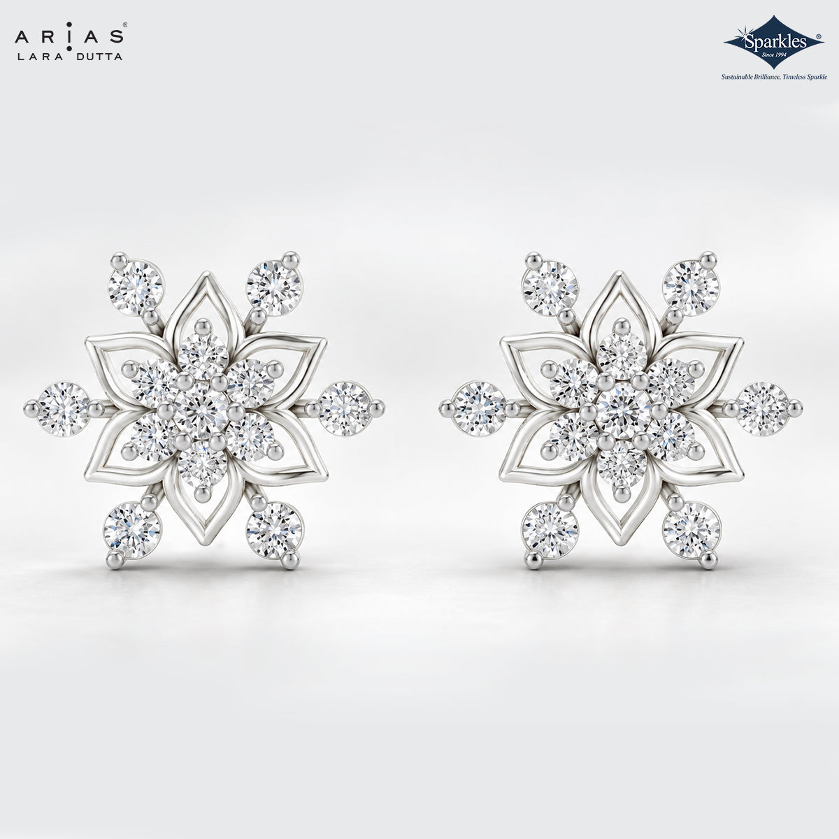 Arias by Lara Floral Diamond Petal Accent Stud Earrings