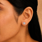 Arias by Lara Floral Diamond Petal Accent Stud Earrings