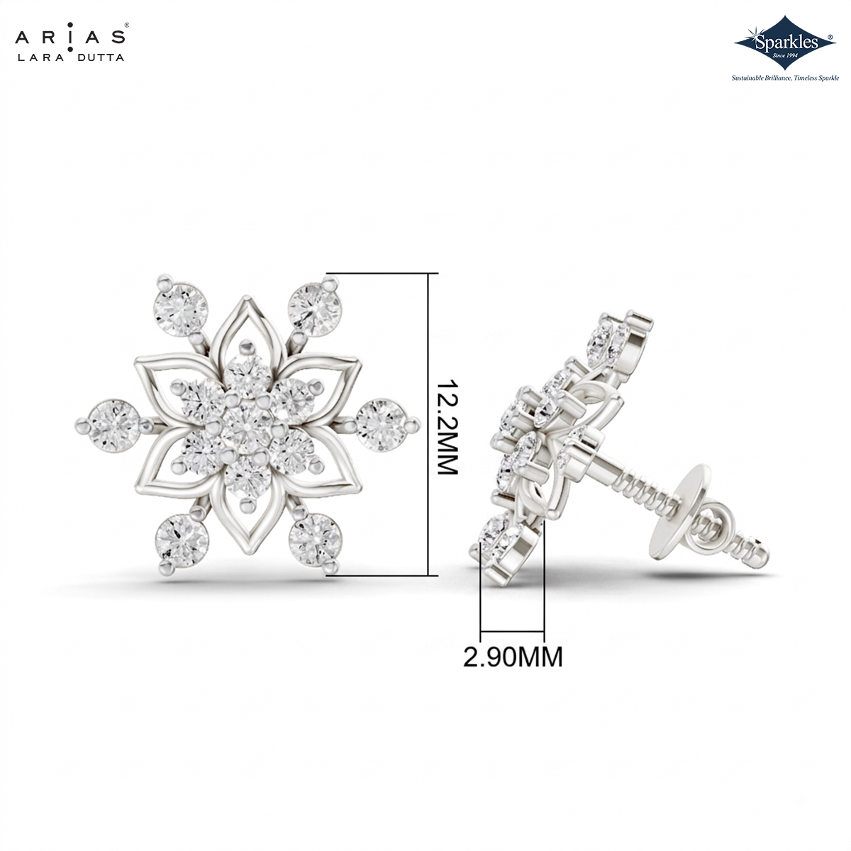 Arias by Lara Floral Diamond Petal Accent Stud Earrings