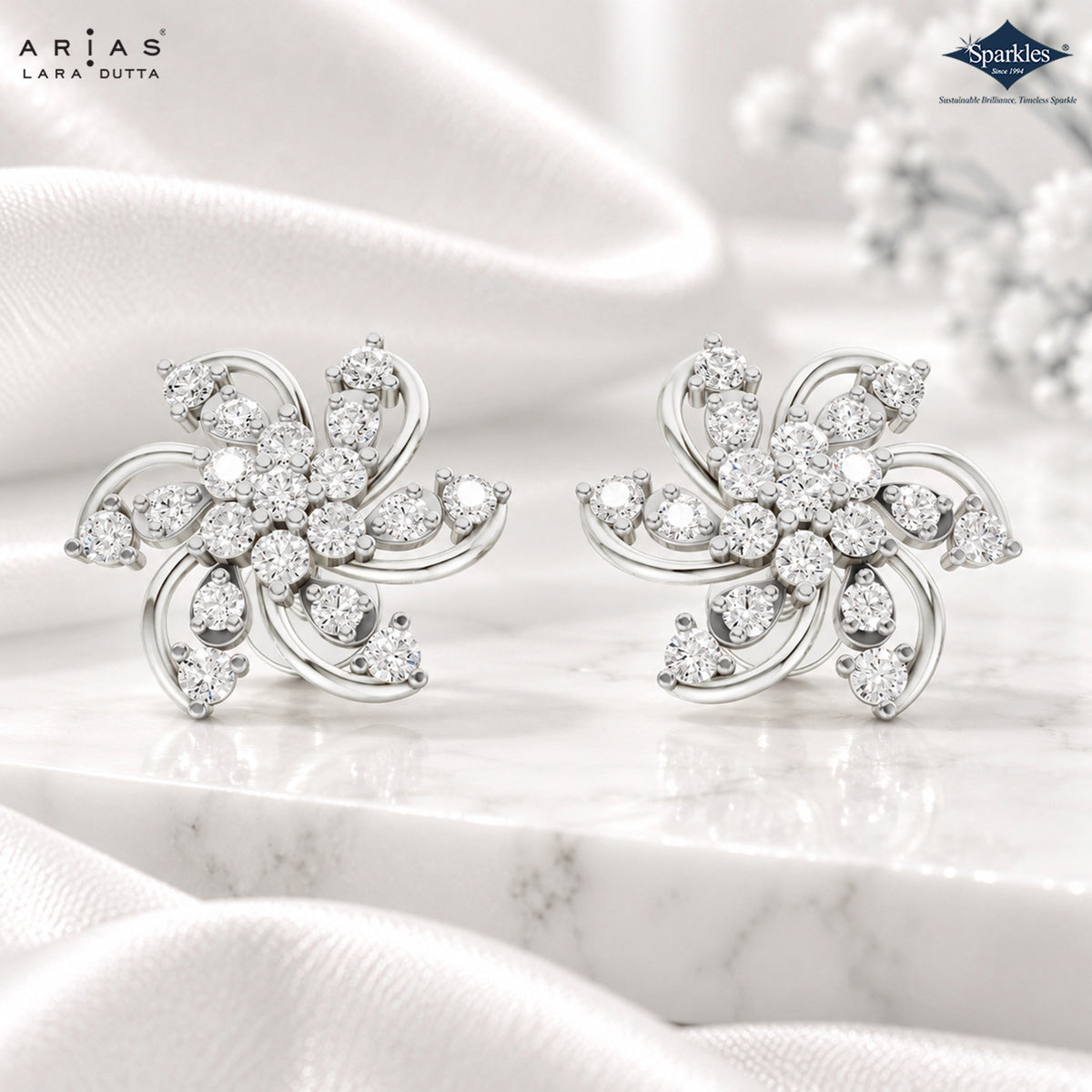 Arias by Lara Diamond Pinwheel Swirl Stud Earrings