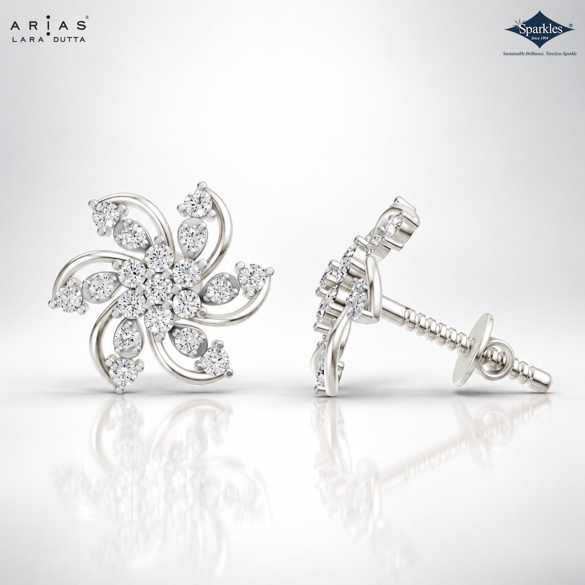 Arias by Lara Diamond Pinwheel Swirl Stud Earrings