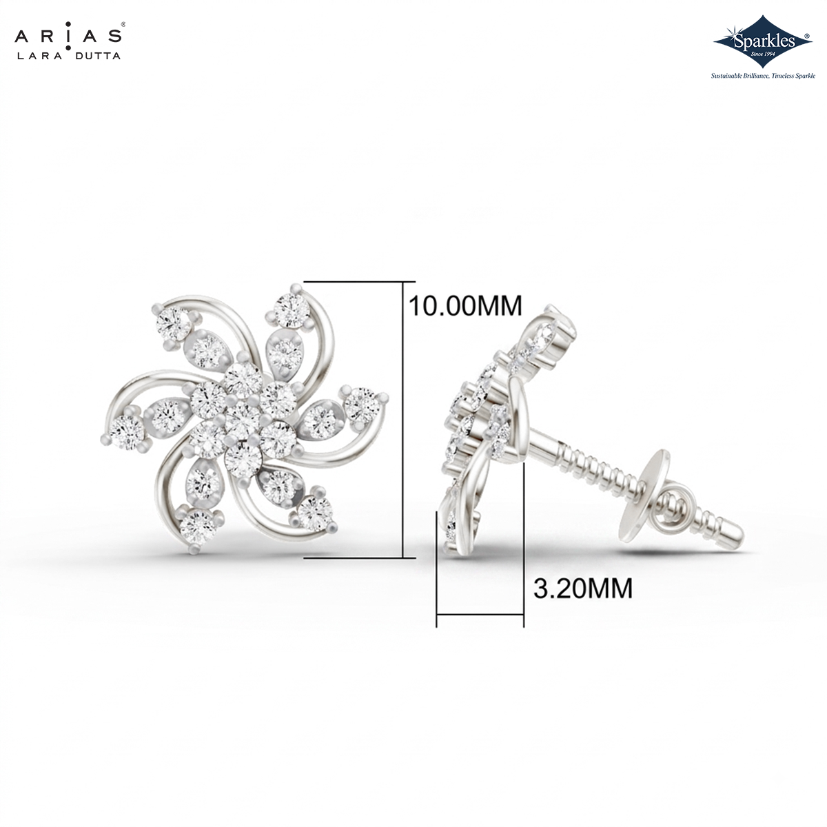Arias by Lara Diamond Pinwheel Swirl Stud Earrings