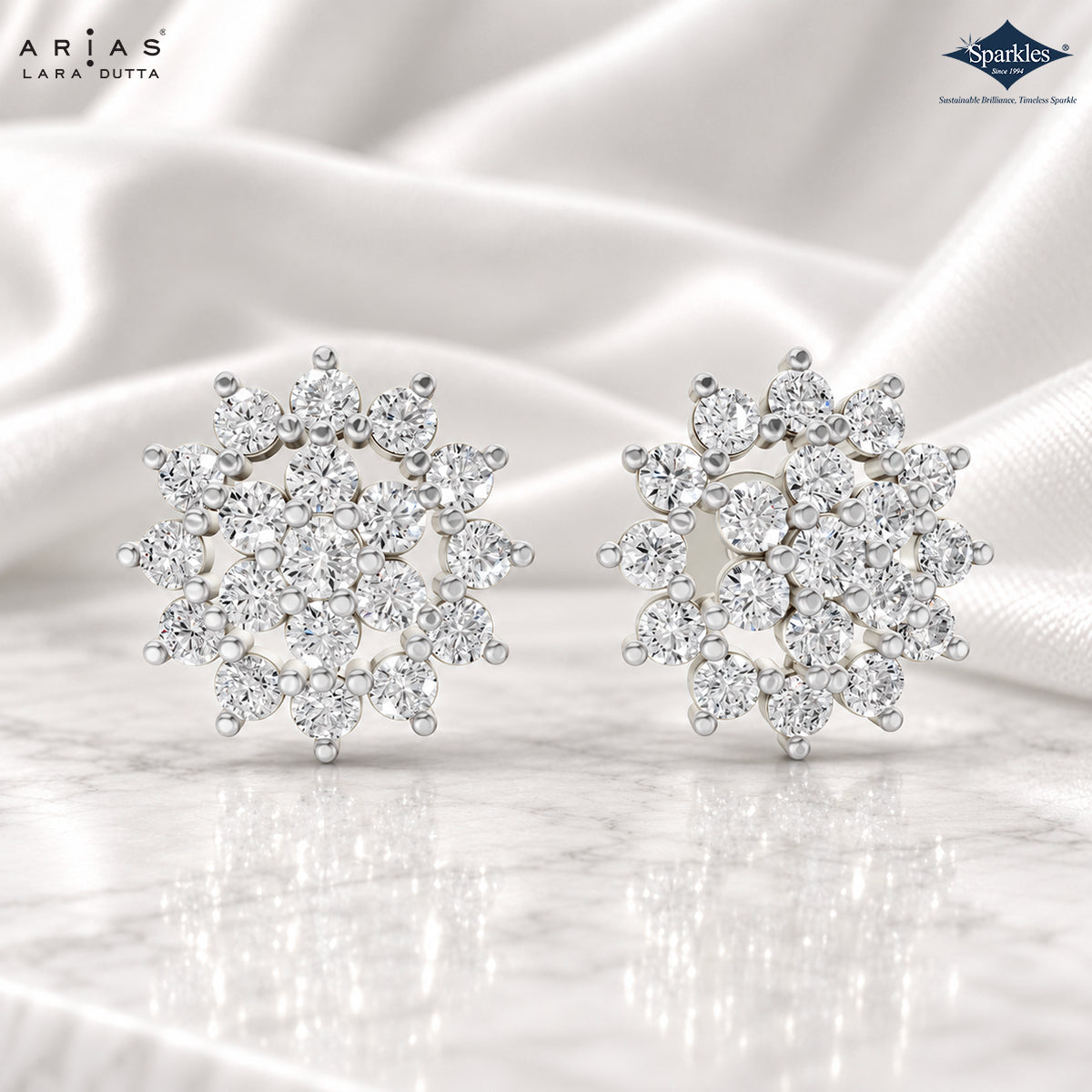 Arias by Lara Radiant Sunburst Diamond Cluster Studs