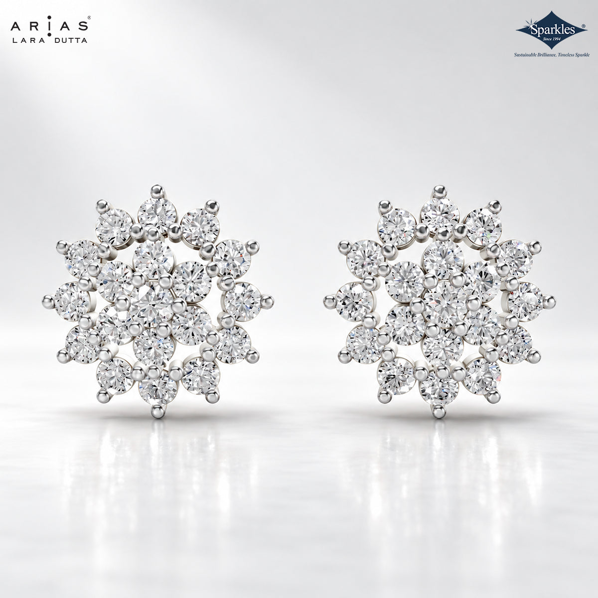 Arias by Lara Radiant Sunburst Diamond Cluster Studs