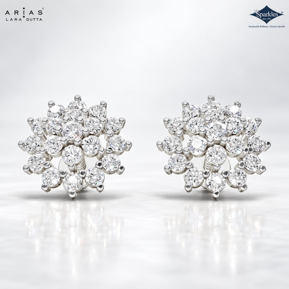 Arias by Lara Radiant Sunburst Diamond Cluster Studs