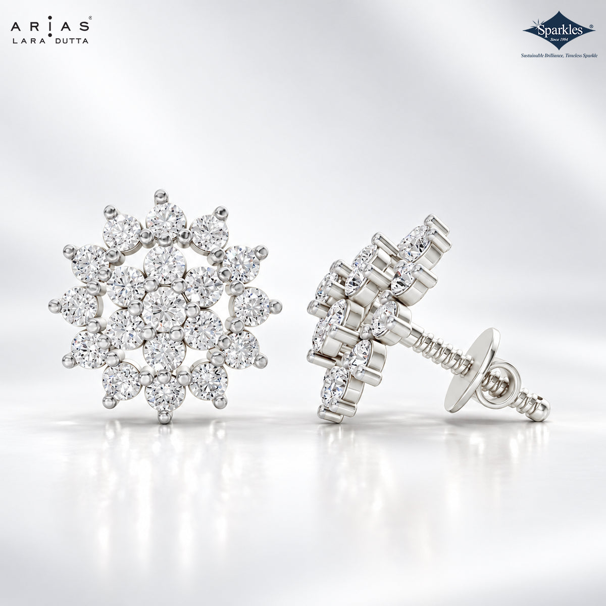 Arias by Lara Radiant Sunburst Diamond Cluster Studs