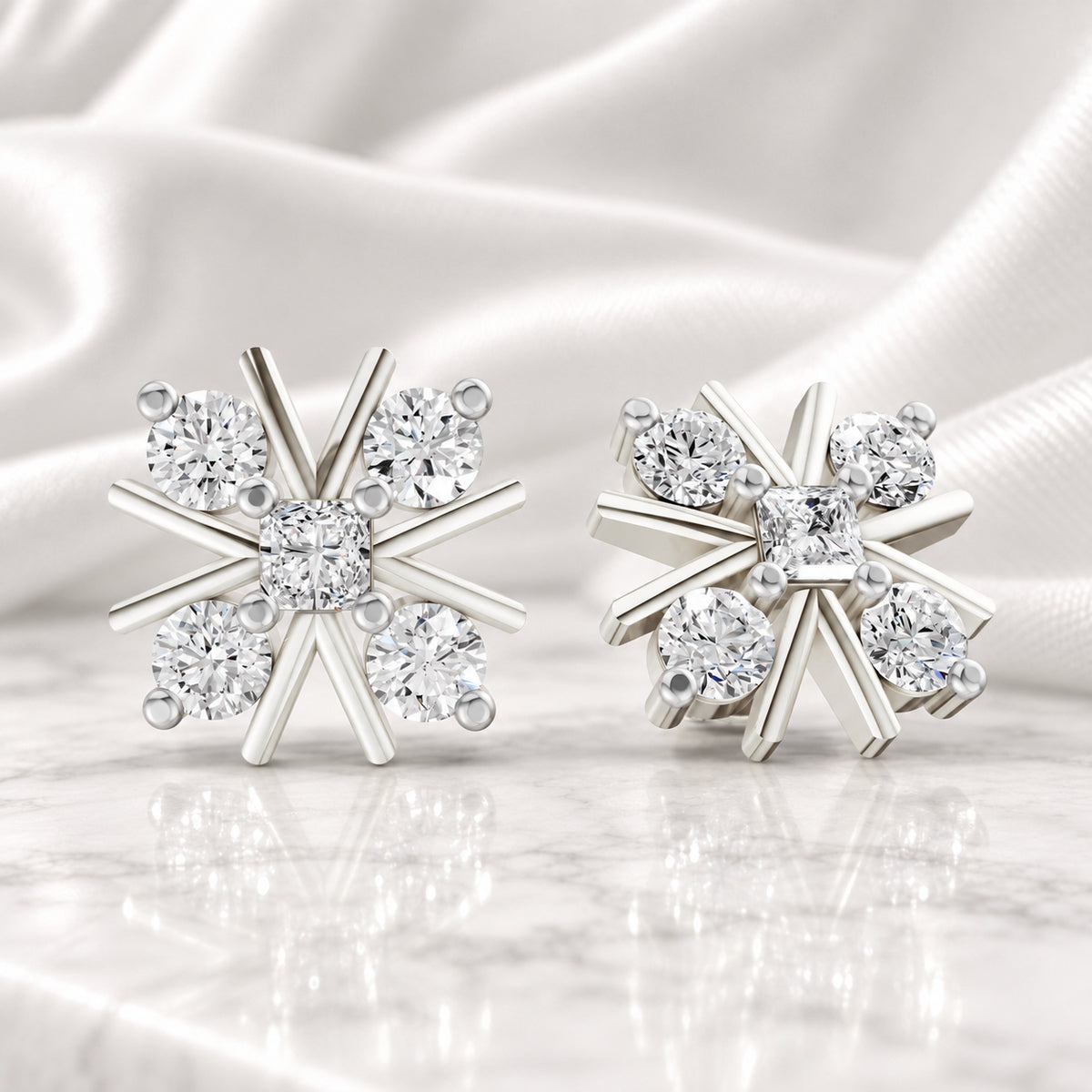 Arias by Lara Geometric Starburst Diamond Cluster Stud Earrings