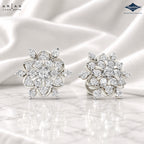 Arias by Lara Multi-Tier Floral Diamond Cluster Stud Earrings