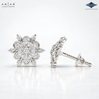 Arias by Lara Multi-Tier Floral Diamond Cluster Stud Earrings