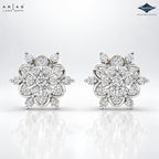 Arias by Lara Multi-Tier Floral Diamond Cluster Stud Earrings