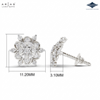 Arias by Lara Multi-Tier Floral Diamond Cluster Stud Earrings