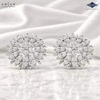 Arias by Lara Marquise-Style Petal Diamond Sunflower Stud Earrings