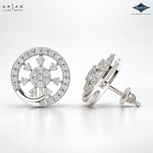 Arias by Lara Openwork Wheel Diamond Halo Stud Earrings