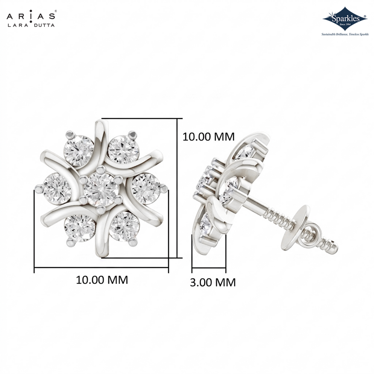Arias by Lara Whispering Wave Diamond Floral Studs