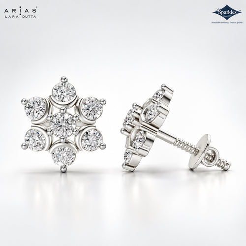Arias by Lara 7-Stone Flower Cluster Diamond Stud Earrings