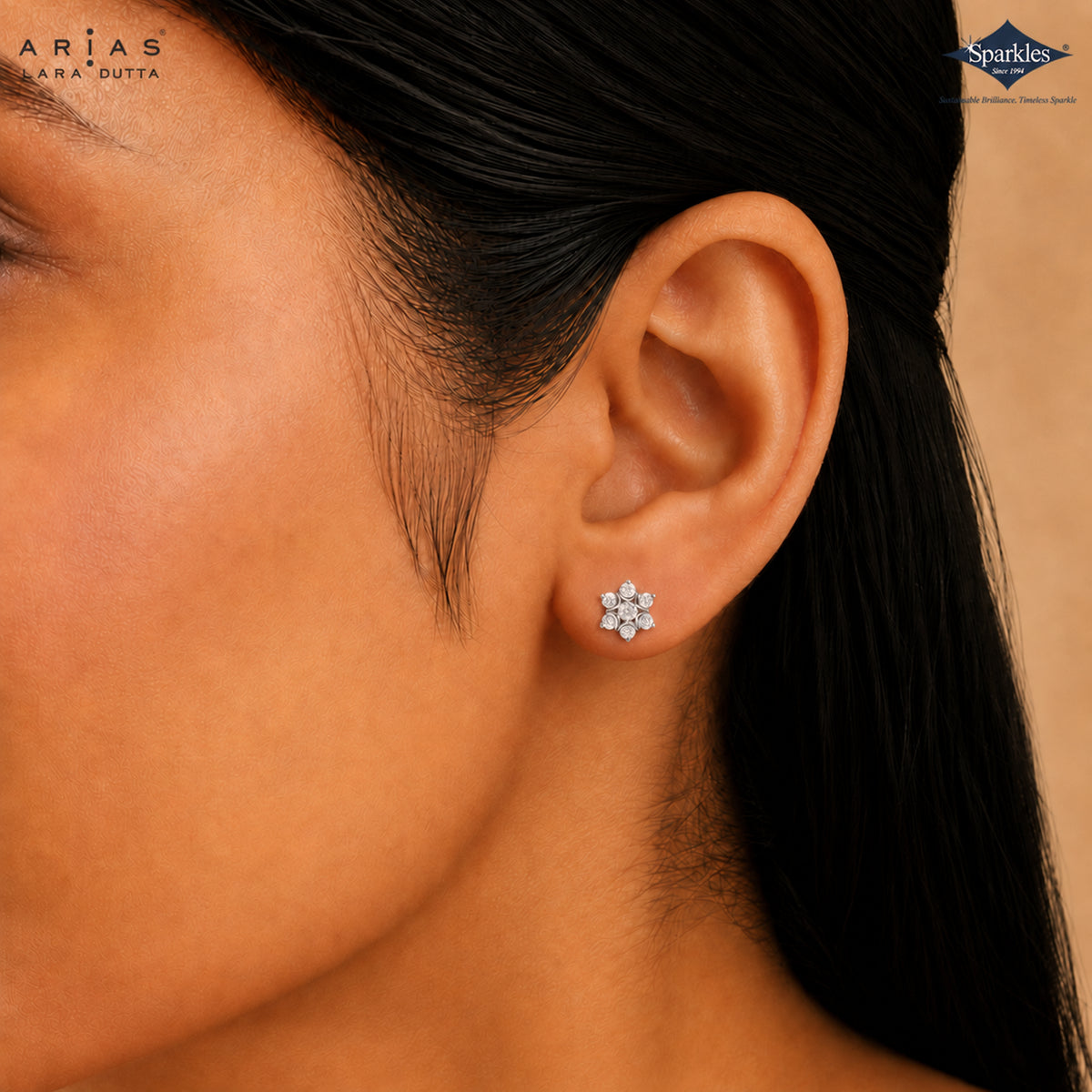 Arias by Lara 7-Stone Flower Cluster Diamond Stud Earrings