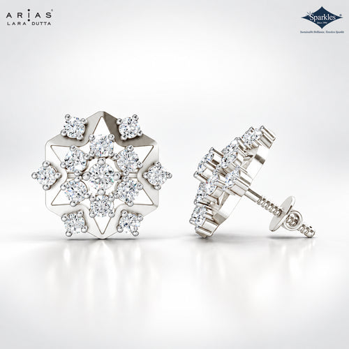 Arias by Lara Celestial Geometric Diamond Cluster Stud Earrings