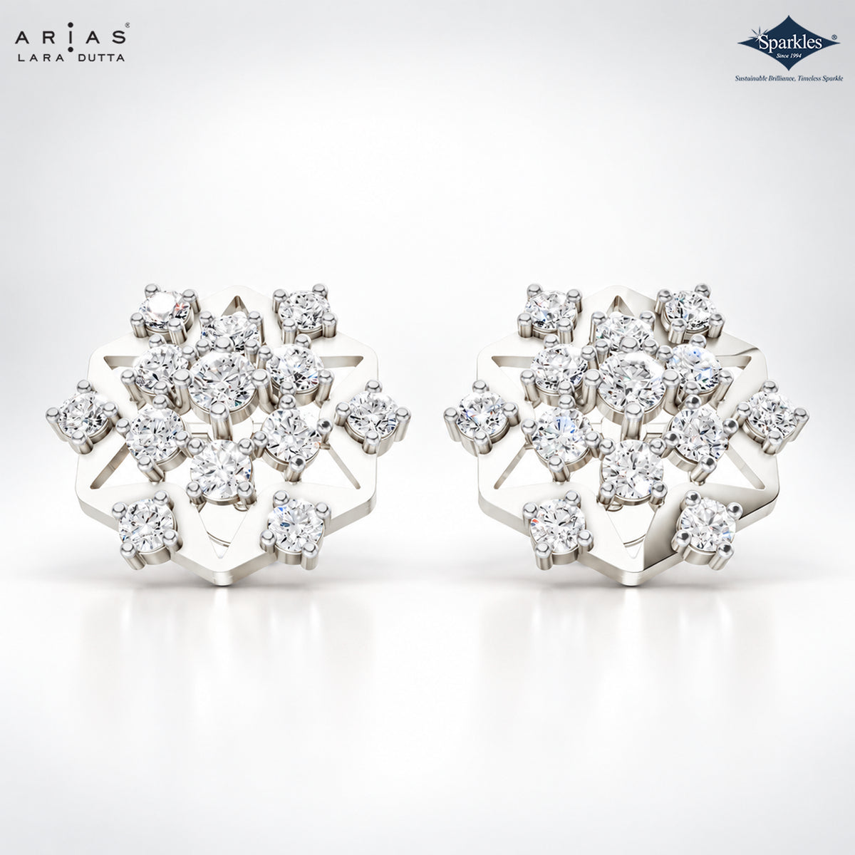 Arias by Lara Celestial Geometric Diamond Cluster Stud Earrings