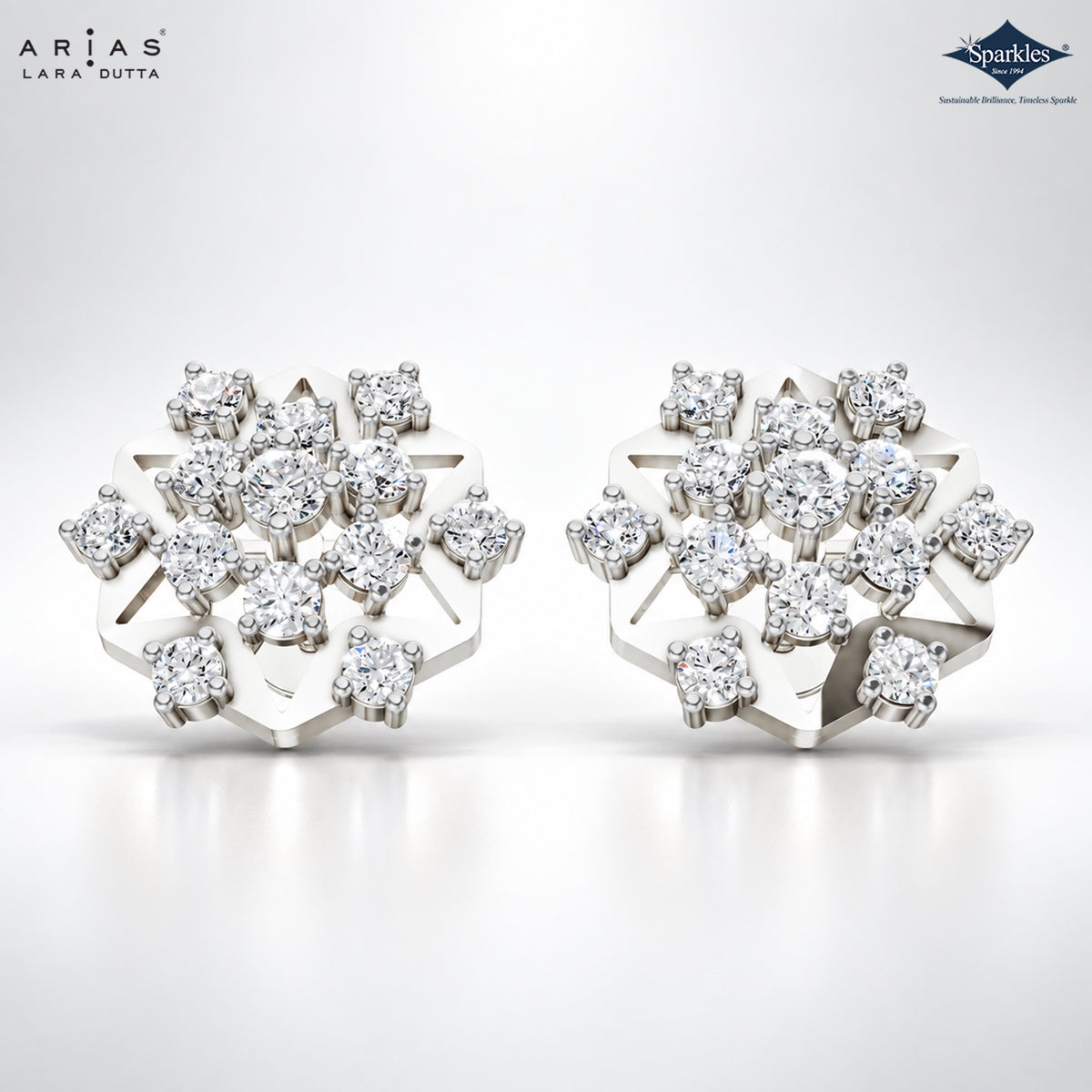 Arias by Lara Celestial Geometric Diamond Cluster Stud Earrings