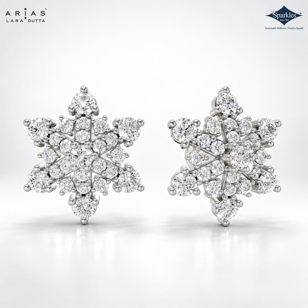 Arias by Lara Sparkling Snowflake Diamond Cluster Earrings