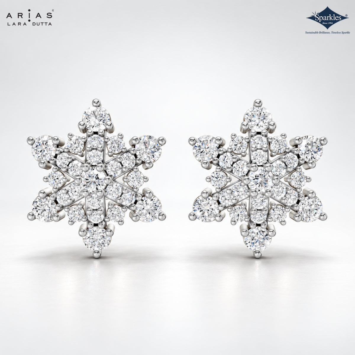 Arias by Lara Sparkling Snowflake Diamond Cluster Earrings