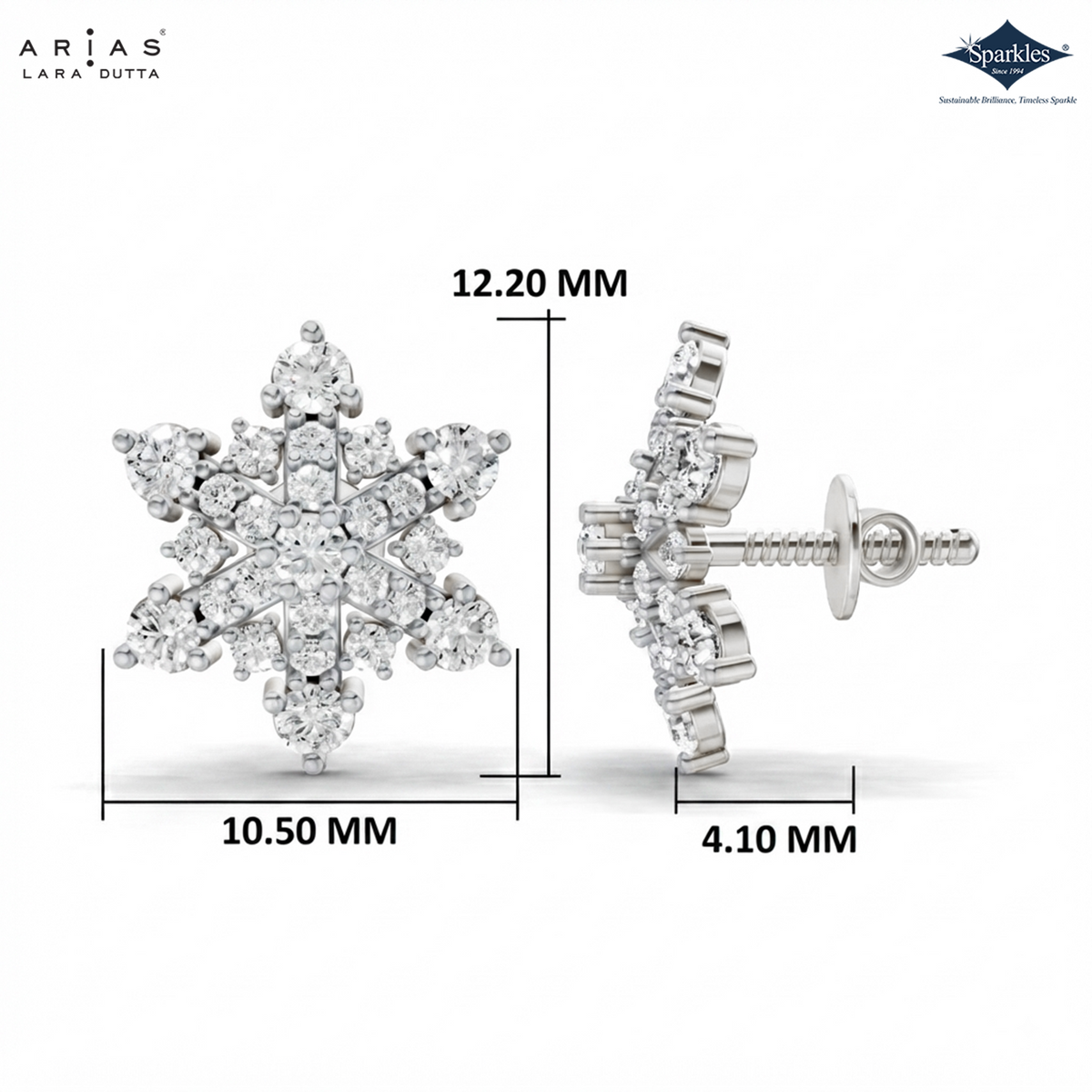 Arias by Lara Sparkling Snowflake Diamond Cluster Earrings