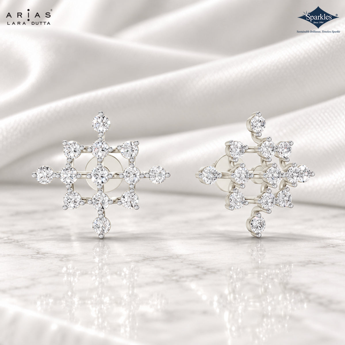 Arias by Lara Celestial Compass Diamond Cluster Stud Earrings