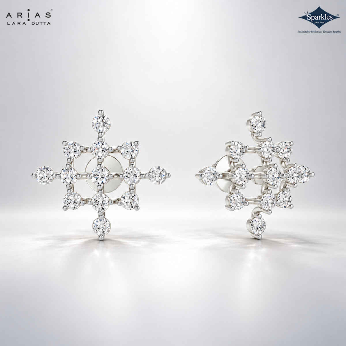 Arias by Lara Celestial Compass Diamond Cluster Stud Earrings