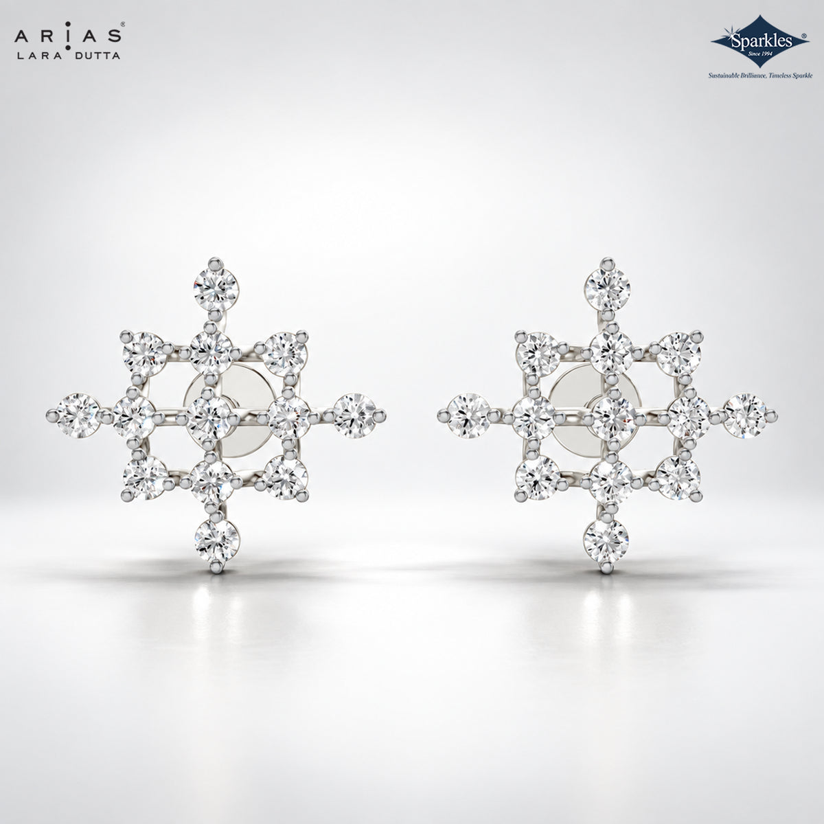 Arias by Lara Celestial Compass Diamond Cluster Stud Earrings
