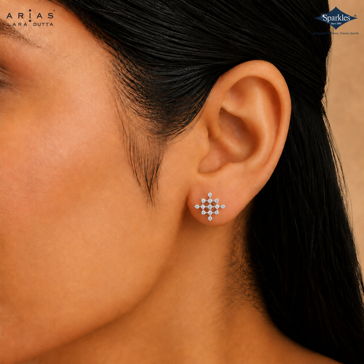 Arias by Lara Celestial Compass Diamond Cluster Stud Earrings
