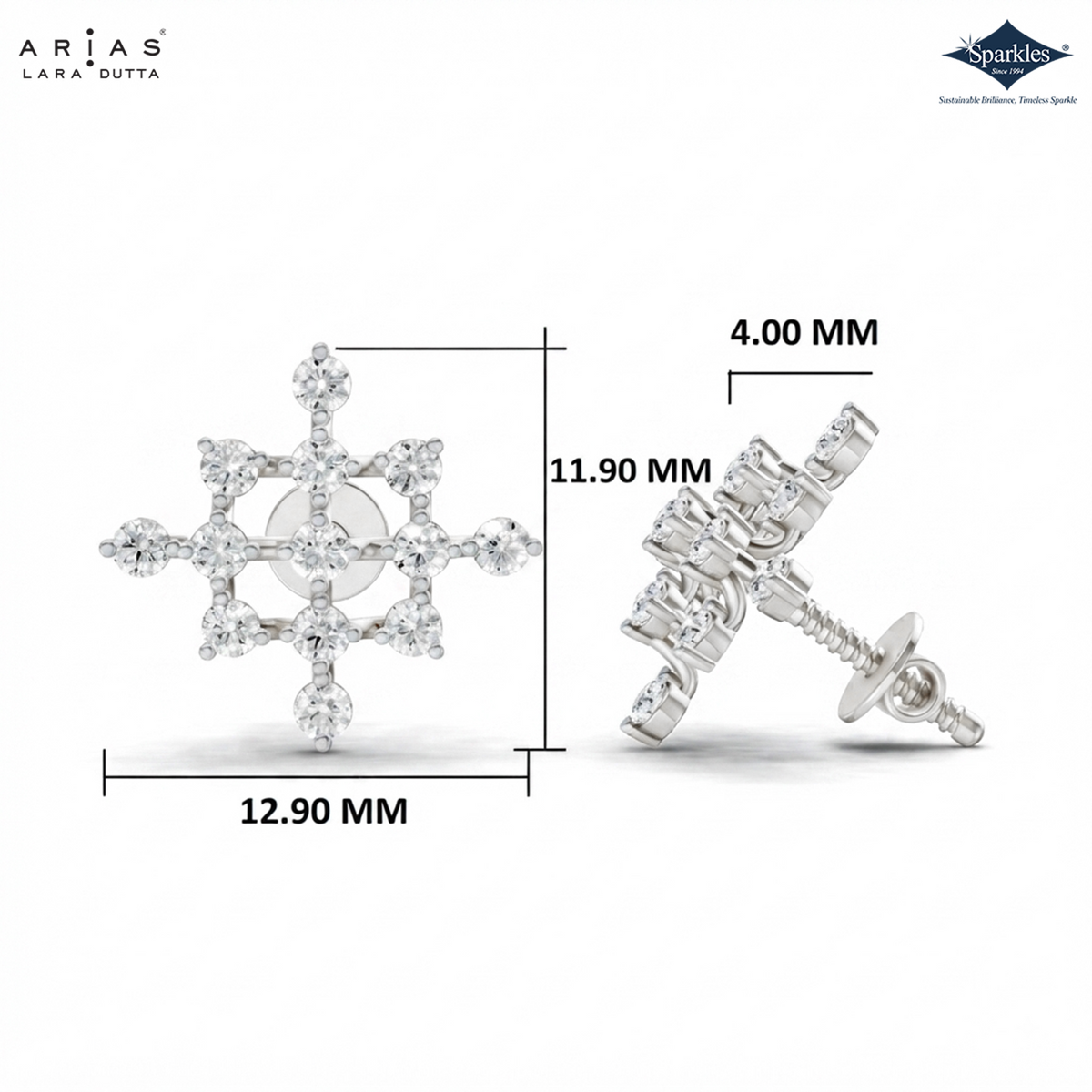 Arias by Lara Celestial Compass Diamond Cluster Stud Earrings