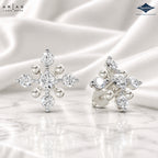 Arias by Lara Cross Accent Gold Bead & Diamond Cluster Stud Earrings