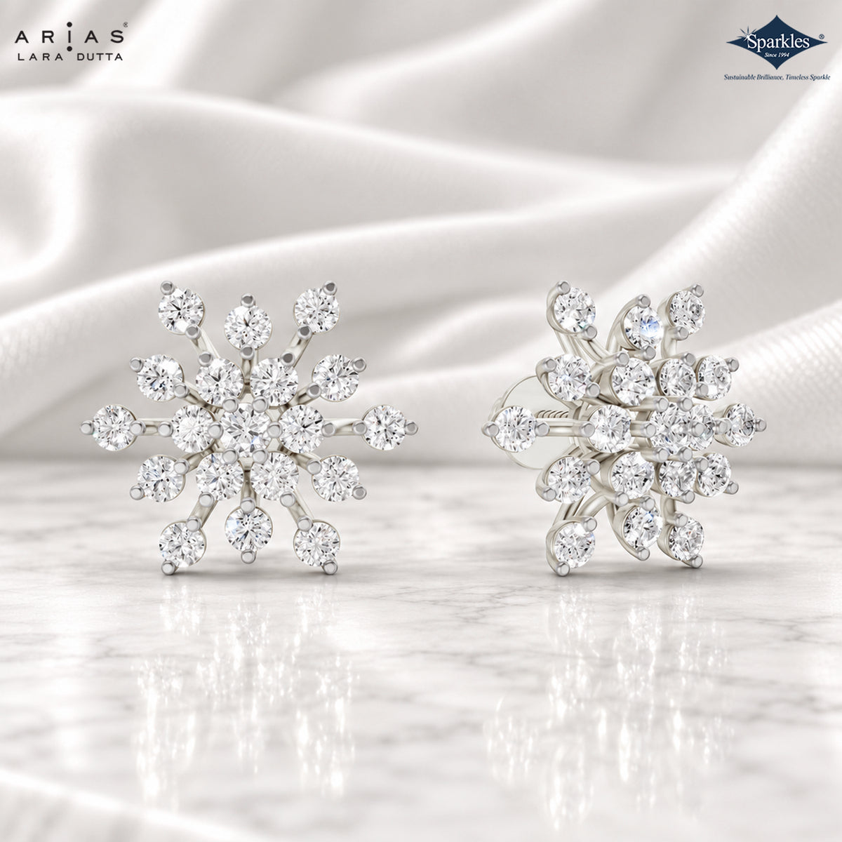 Arias by Lara Sparkling Frost Diamond Cluster Stud Earrings