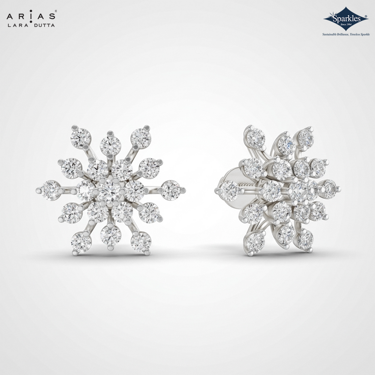 Arias by Lara Sparkling Frost Diamond Cluster Stud Earrings