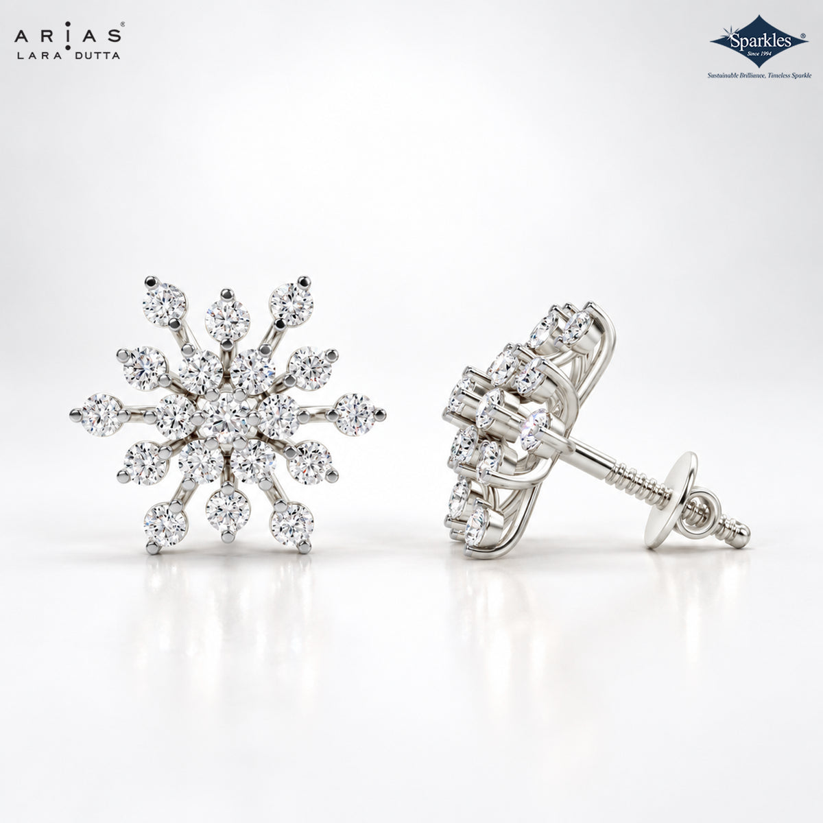 Arias by Lara Sparkling Frost Diamond Cluster Stud Earrings