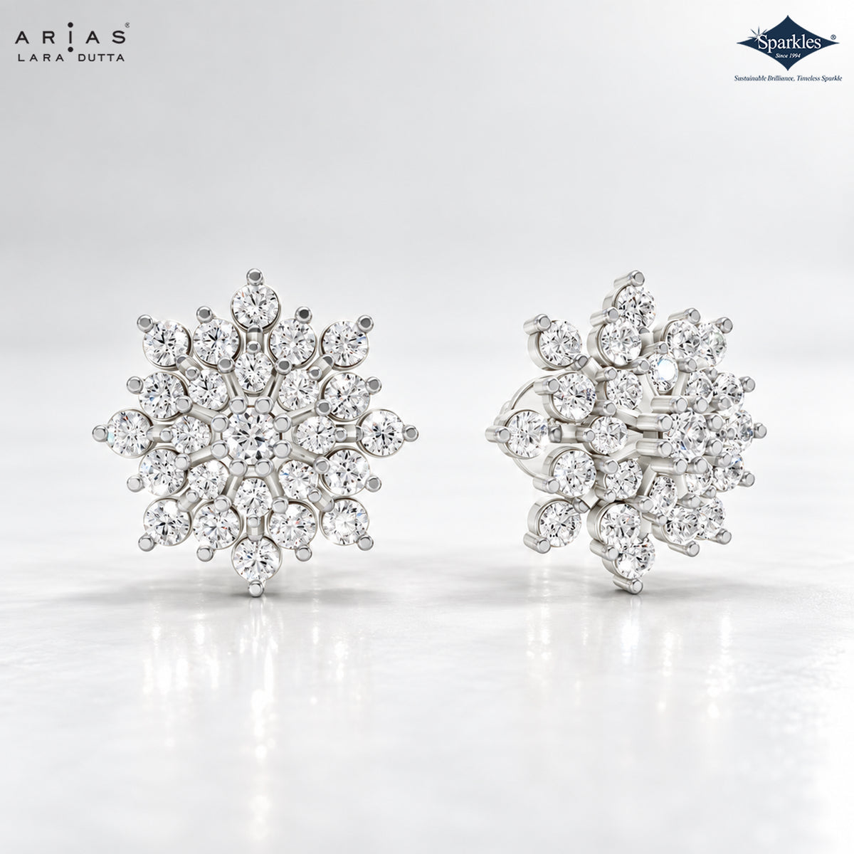 Arias by Lara Elegant Sunburst Diamond Cluster Stud Earrings