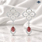 Arias by Lara Quatrefoil Diamond & Pink Pear Drop Earrings