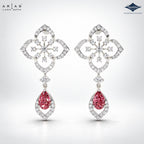 Arias by Lara Quatrefoil Diamond & Pink Pear Drop Earrings