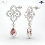Arias by Lara Quatrefoil Diamond & Pink Pear Drop Earrings
