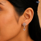 Arias by Lara Quatrefoil Diamond & Pink Pear Drop Earrings