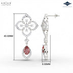 Arias by Lara Quatrefoil Diamond & Pink Pear Drop Earrings